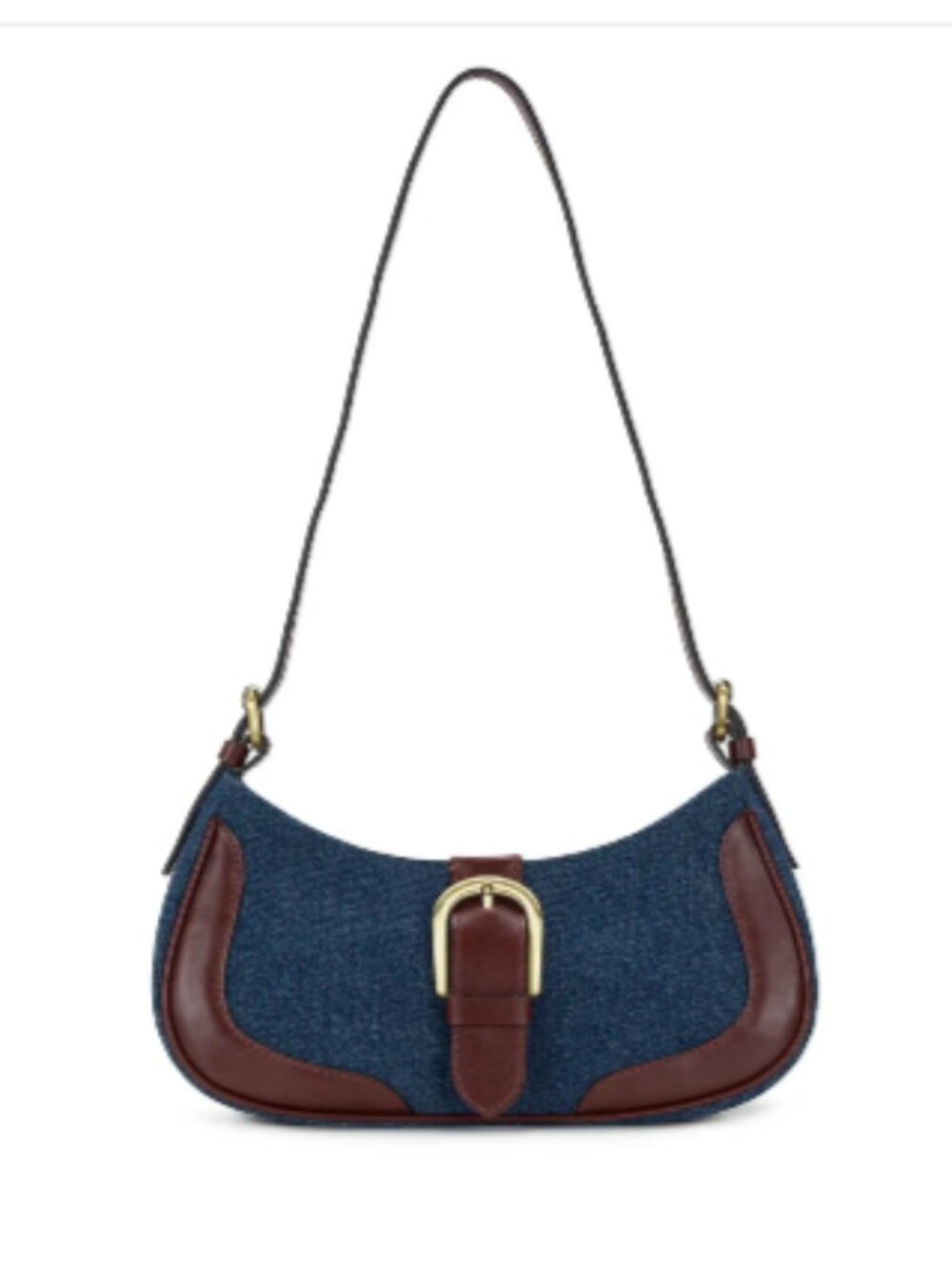 Patricia Nash Valdieri Adjustable Baguette Dark Denim Stonewashed Shoulder Bag